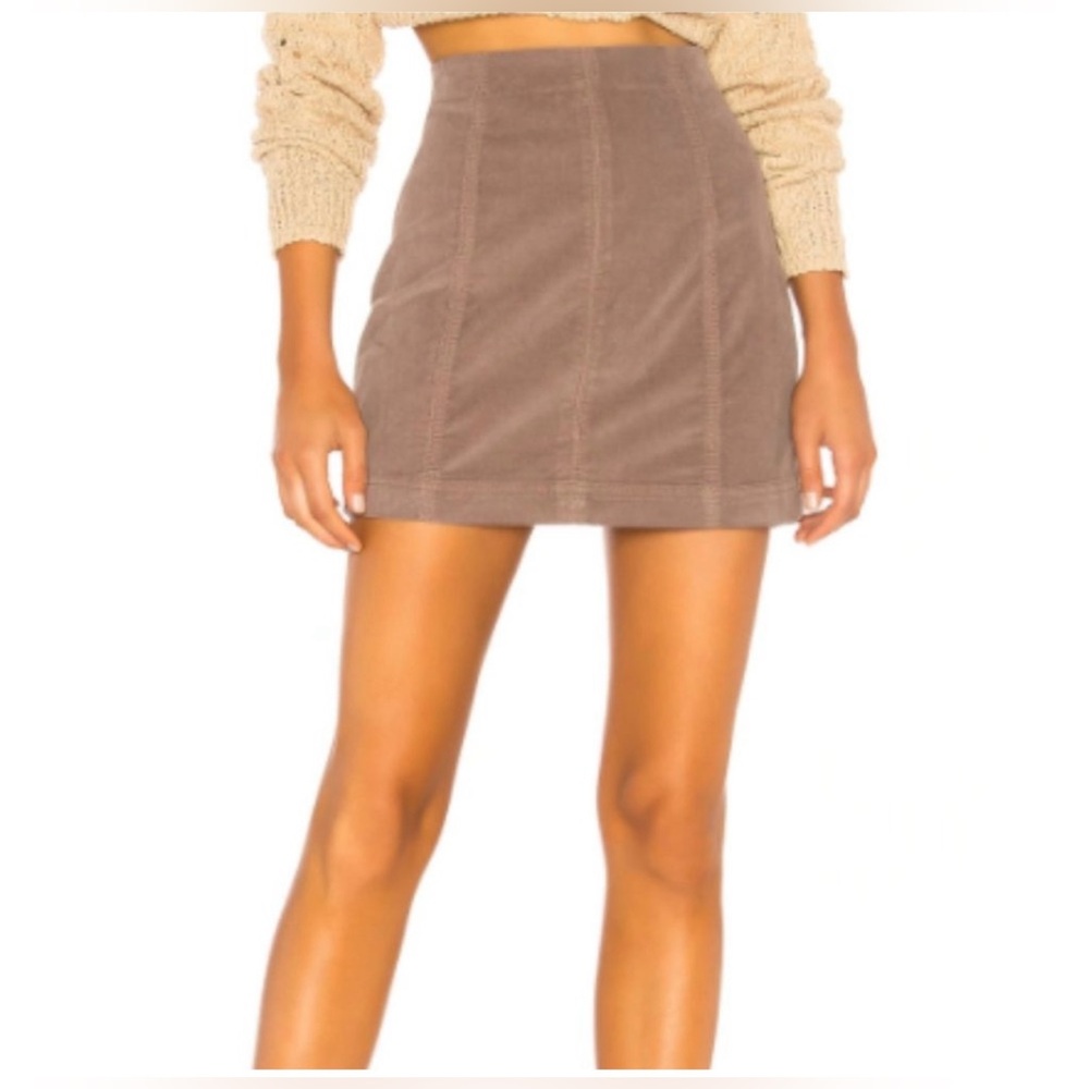 Free People Light Brown Corduroy Skirt Size 8 - Picture 2 of 6